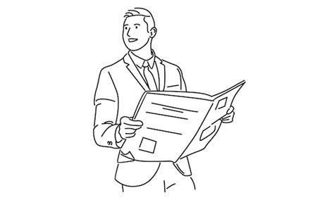 Premium Vector Line Art Of Businessman Reading Newspaper