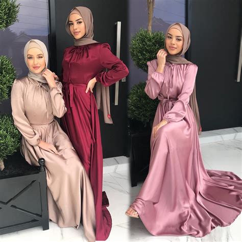 Weimei Wholesale New Design Fashion Women Maxi Silk Dress Luxury Muslim