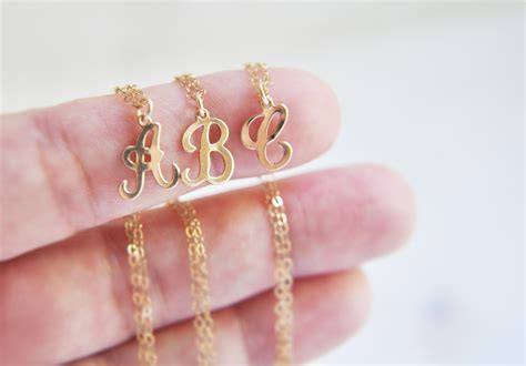 Cursive Letter Necklace 14k Gold Filled Initial Necklace Etsy