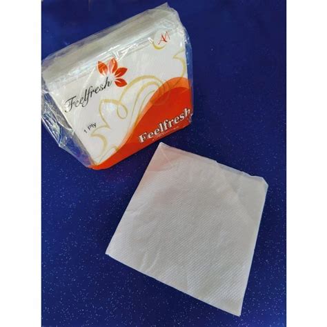 Feelfresh White Plain Tissue Paper Napkin 1 Ply Size 20 X 20 Cm At