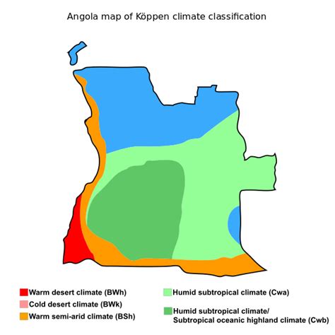 Angola map of Köppen climate classification. | Angola map, Map, Angola