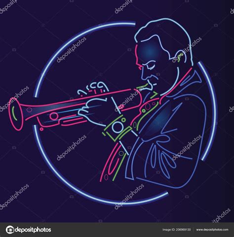 Jazz Trumpet Player Neon Sign Stock Vector Mauromod 206969130