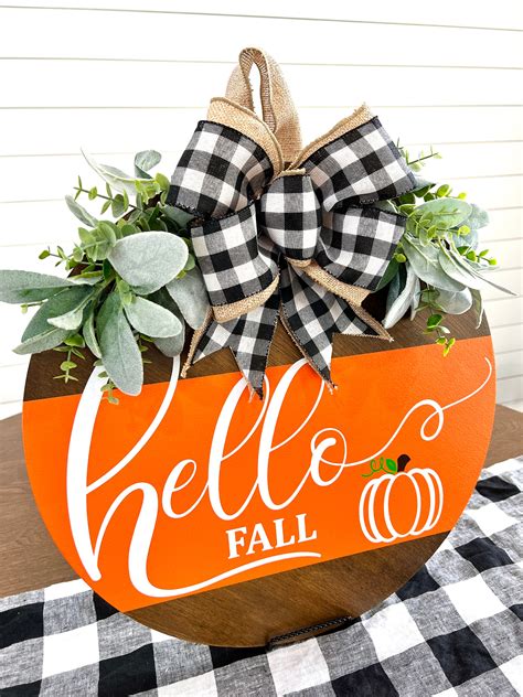 Hello Fall Door Hanger Fall Wreath Fall Door Decor Etsy