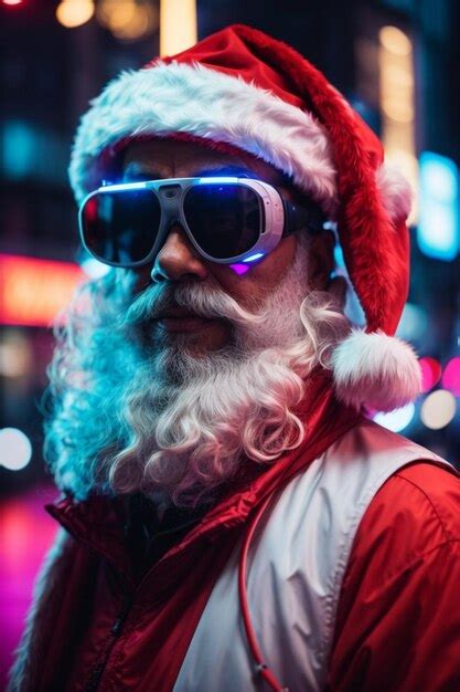 Premium Ai Image Cool Brutal Santa Claus In Vr Glasses