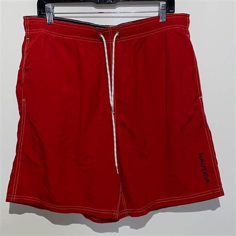 Nautica Men S Quick Dry Solid Swim Trunk Red Size Large EBay