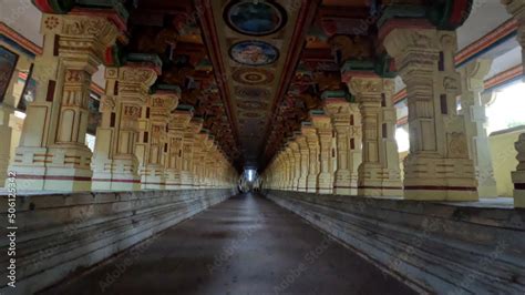 Rameshwaram temple corridors with 1212 pillars Stock Photo | Adobe Stock