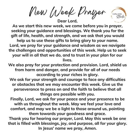 Prayer For A New Week Prayer Points Coffee With Starla