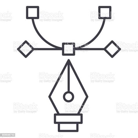 圖形工具 曲率工具 設計向量線圖示 標誌 插圖背景可編輯筆觸向量圖形及更多工具圖片 工具 筆 一組物體 Istock