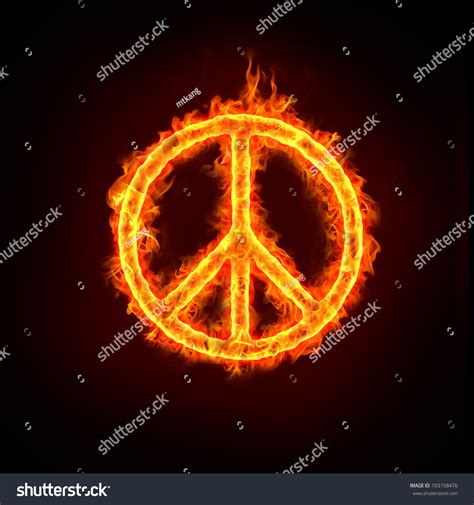 Peace Sign In Burning Fire Flames Stock Photo 103158476 Shutterstock