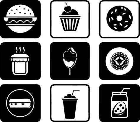 Conjunto De Comida Y Bebida Icono Ilustración Alimento Beber Bebida