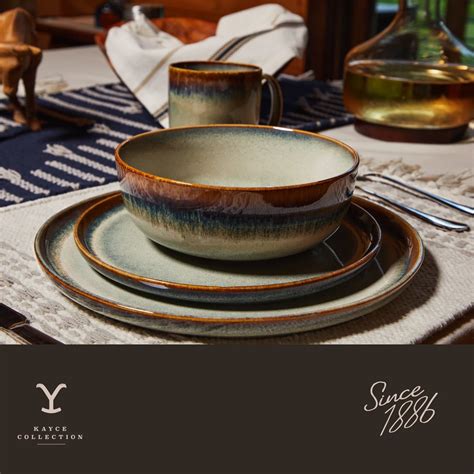 Yellowstone 12 Piece Ceramic Dinnerware Set Kayce Collection