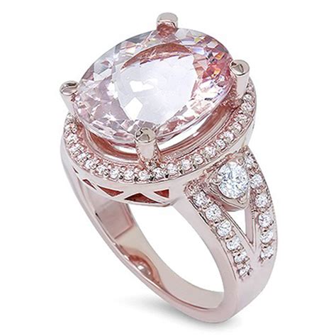 Pompeii 9 00ct Morganite And Diamond Engagement Ring 14k Rose Gold Halo