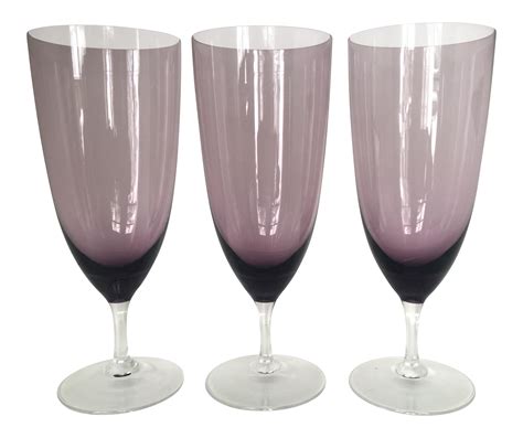 Amethyst Purple Water Goblets Set Of 3 Water Goblets Purple Bowls Amethyst Purple