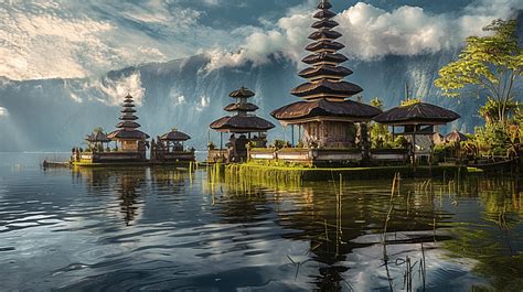 Most Beautiful Temple In Bali Pura Ulun Danu Bratan Background Ulun