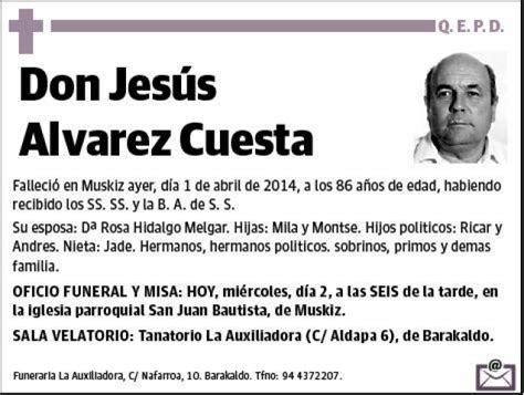 Alvarez Cuesta Jesus Esquela Necrol Gica El Correo