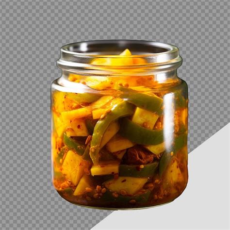 Premium PSD Delicious Mango Pickle In Glass Jar Png Isolated On