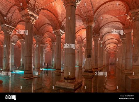 Famous Basilica Cistern Yerebatan Sarnici In Istanbul Turkey Stock