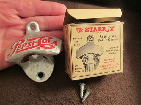 Vintage Pepsi Cola Pepsi Bottle Opener Starr X Wall Mount In Original