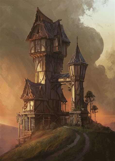 ArtStation Hilltop House Jordan Grimmer Ilustrações Cidade de