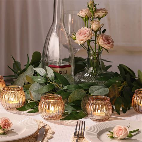 Volens 24pcs Gold Votive Candle Holders For Table Centerpiece Ribbed