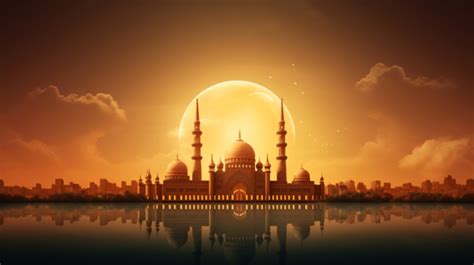 Marhaban Ya Ramadan Background With Mosque Eid Mubarak Background