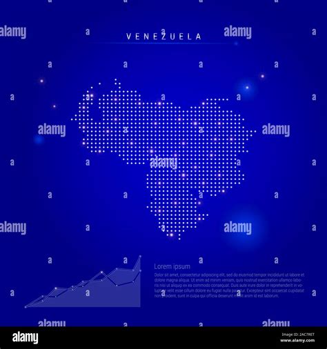 Venezuela Illuminated Map With Glowing Dots Infographics Elements