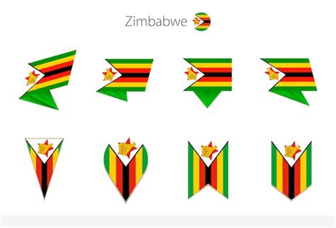 Premium Vector Zimbabwe National Flag Collection Eight Versions Of