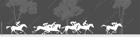 horse racing silhouette Stock Vector | Adobe Stock