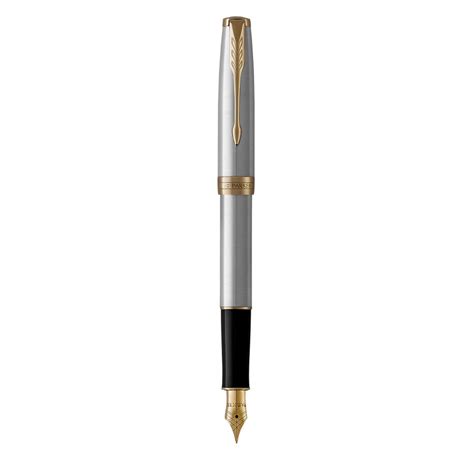 Parker Sonnet Stylo Plume Acier Inoxydable Plume Fine Encre Noire