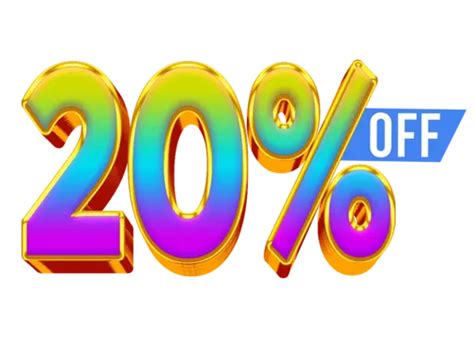 20 Percent Off Red Golden 3d Shiny Golden Number 20 Off 20 Percent