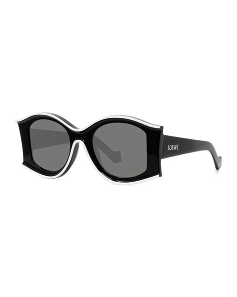 Loewe Two Tone Acetate Inset Round Sunglasses Neiman Marcus