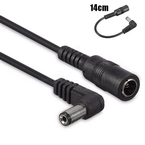 Dc Power Plug 55x21mm Male 90°right Angle To Female Extension Cable Cord 14cm Sale Banggood