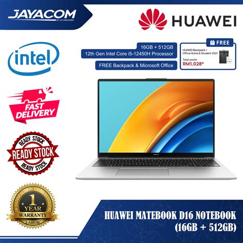 Huawei Matebook D16 Notebook 12th Gen Intel Core I5 12450h Processor 8gb 512gb 16gb 512gb