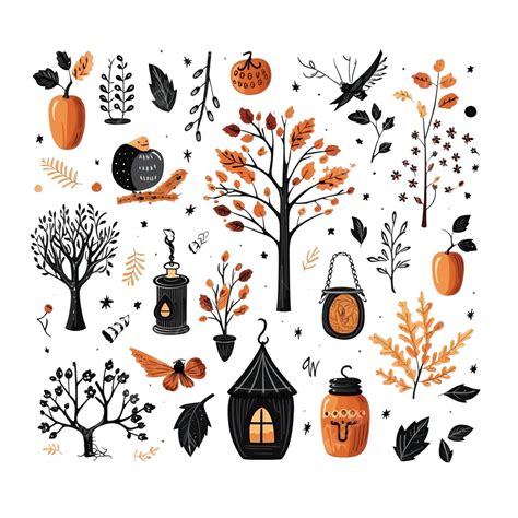 Collection Of Autumn Things Magical Elements Halloween Decor