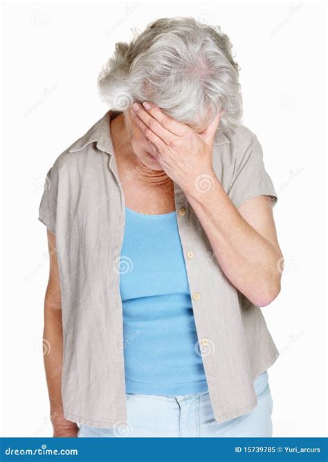 Senior Woman Holding Her Head In Pain Stock Image Image Of Person