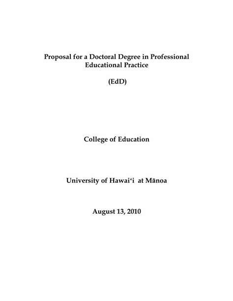 PDF Proposal For A Doctoral Degree In Professional Educational