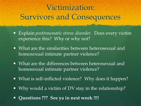 Cj 333 Unit 4 Seminar Victimization Survivors And Consequences Ppt