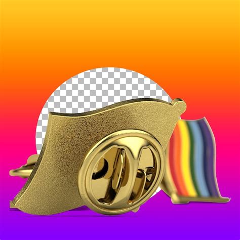 Pin de arco iris de metal dorado para el día del orgullo conceptual