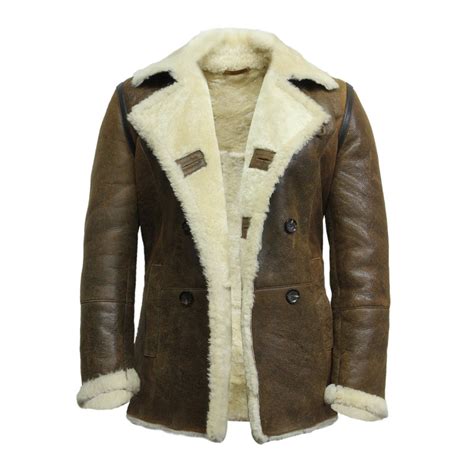 Men S Shearling Sheepskin Jacket Vintage Brown Rambo Brandslock