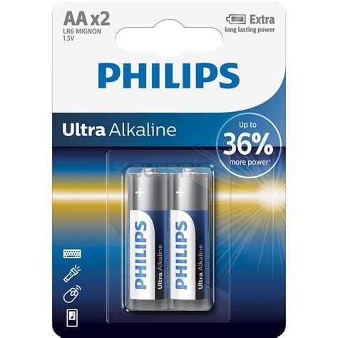 Philips Ultra Alkaline AA 2 Pcs Battery LR6E2B 10 Euronics