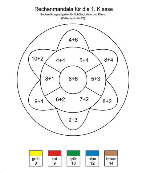 Rechenmandala Als Kostenlose Mathe Bungsaufgaben