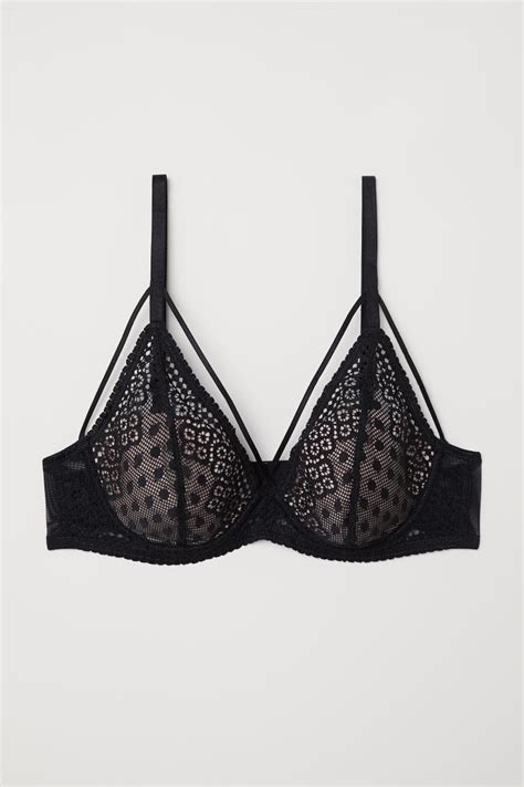 Padded Underwire Lace Bra Black Ladies Handm Us