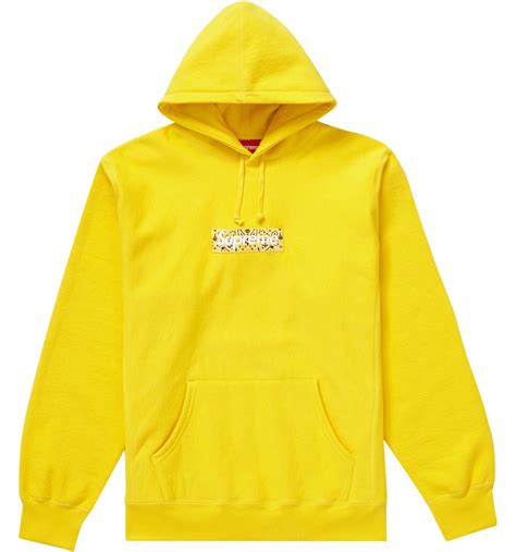 Supreme Bandana Box Logo Hooded Sweatshirt Yellow Fw19 남성 Kr