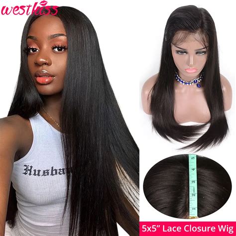 5x5 Lace Closure Wig Human Hair Straight Lace Front Brazilian Wigs Pre