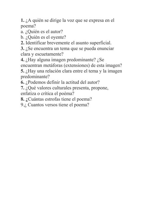 Preguntas Del Analisis De Poemas Docx