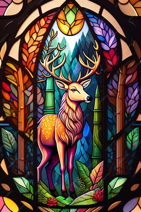 Premium AI Image | Stained glass deer