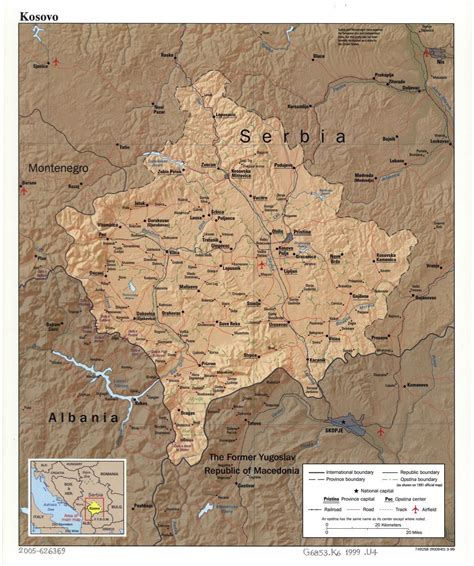 Large Detailed Political And Administrative Map Of Kosovo With Relief