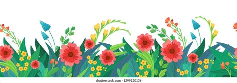 Seamless Header Flowers Template Banner Stock Vector Royalty Free