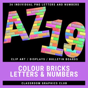 Colored Bricks Letters And Numbers Clip Art Bulletin Board Displays