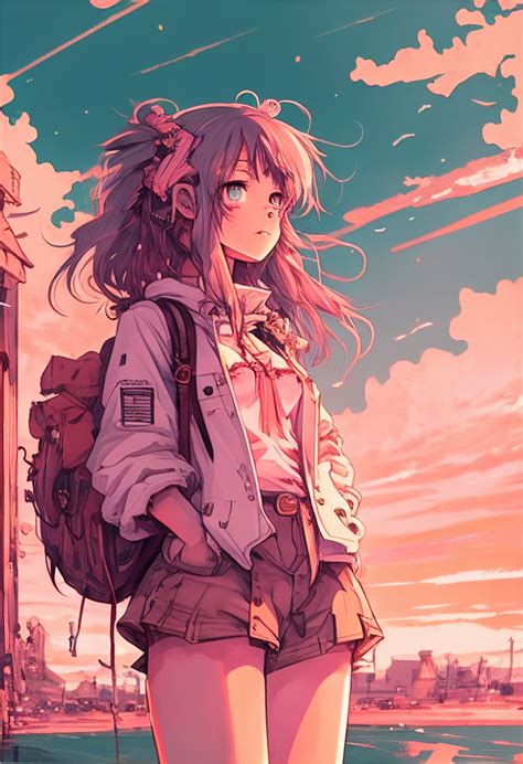 Anime Girl Pastel Skies Phone Wallpaper Instant Download iPhone Home ...